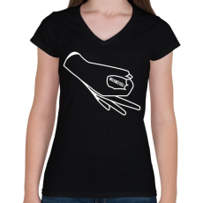 PRINTFASHION Belenéztél! - Női V-nyakú póló - Fekete