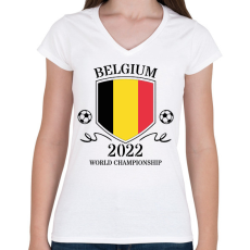 PRINTFASHION Belgium 2022 - Női V-nyakú póló - Fehér