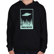 PRINTFASHION Believe  - Gyerek kapucnis pulóver - Fekete gyerek pulóver, kardigán