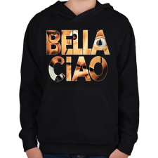 PRINTFASHION Bella Ciao-01 - Gyerek kapucnis pulóver - Fekete gyerek pulóver, kardigán