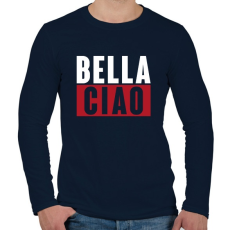PRINTFASHION BELLA CIAO - fehér-piros - Férfi hosszú ujjú póló - Sötétkék