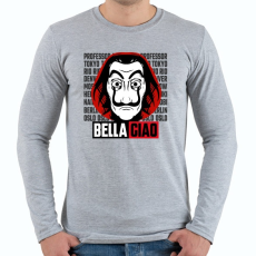 PRINTFASHION BELLA CIAO - Férfi hosszú ujjú póló - Sport szürke