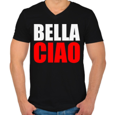 PRINTFASHION Bella ciao - Férfi V-nyakú póló - Fekete férfi póló