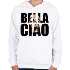 PRINTFASHION Bella Ciao - Gyerek kapucnis pulóver - Fehér gyerek pulóver, kardigán