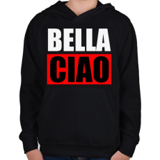 PRINTFASHION Bella ciao - Gyerek kapucnis pulóver - Fekete