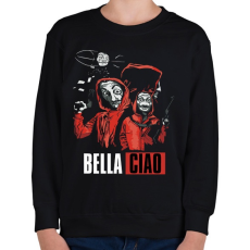PRINTFASHION Bella Ciao - Nagy Pénzrablás - Money Heist - Casa de Papel - Gyerek pulóver - Fekete