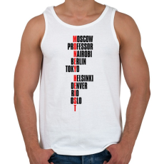 PRINTFASHION Bella Ciao - Nagy Pénzrablás - Money Heist - La Casa de Papel - Férfi atléta - Fehér