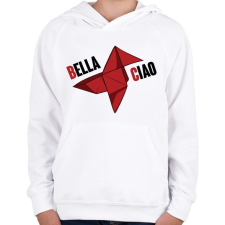 PRINTFASHION Bella Ciao origami - Gyerek kapucnis pulóver - Fehér gyerek pulóver, kardigán
