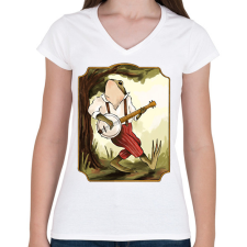 PRINTFASHION Bendzszó béka - Női V-nyakú póló - Fehér női póló