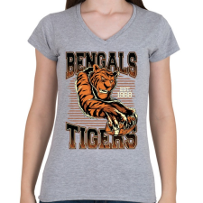 PRINTFASHION Bengáli tigris - Női V-nyakú póló - Sport szürke női póló