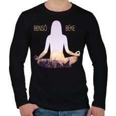 PRINTFASHION Benső béke - Meditáló nő - Férfi hosszú ujjú póló - Fekete