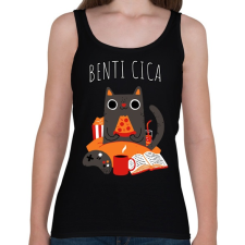 PRINTFASHION Benti cica - Női atléta - Fekete női trikó