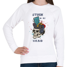 PRINTFASHION Beragadt a fejembe - Női pulóver - Fehér