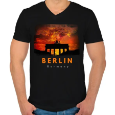 PRINTFASHION berlin - Férfi V-nyakú póló - Fekete férfi póló