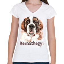 PRINTFASHION Bernáthegyi - Női V-nyakú póló - Fehér női póló