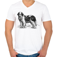 PRINTFASHION Bernáthegyi kutya rajz - Férfi V-nyakú póló - Fehér