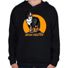 PRINTFASHION Berni pásztor - Gyerek kapucnis pulóver - Fekete