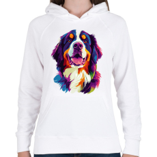 PRINTFASHION Berni Pásztorkutya Portré - Női kapucnis pulóver - Fehér