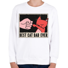 PRINTFASHION Best Cat Dad Ever - Gyerek pulóver - Fehér