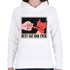 PRINTFASHION Best Cat Dad Ever - Női kapucnis pulóver - Fehér