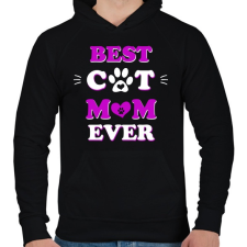 PRINTFASHION Best Cat  - Férfi kapucnis pulóver - Fekete férfi pulóver, kardigán
