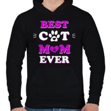 PRINTFASHION Best Cat - Férfi kapucnis pulóver - Fekete férfi pulóver, kardigán