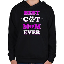 PRINTFASHION Best Cat - Gyerek kapucnis pulóver - Fekete gyerek pulóver, kardigán