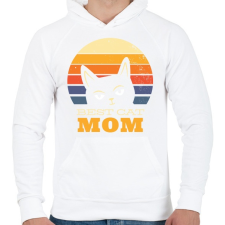 PRINTFASHION Best Cat Mom Ever - Férfi kapucnis pulóver - Fehér női pulóver, kardigán