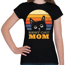 PRINTFASHION Best Cat Mom Ever - Női póló - Fekete női póló