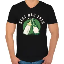 PRINTFASHION Best Dad Ever - Férfi V-nyakú póló - Fekete férfi póló