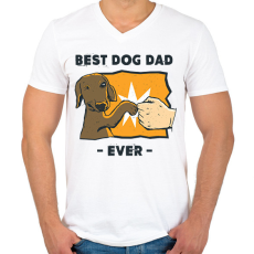 PRINTFASHION Best dog dad ever - Férfi V-nyakú póló - Fehér