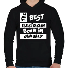 PRINTFASHION Best Electrician Born in January - Férfi kapucnis pulóver - Fekete férfi pulóver, kardigán