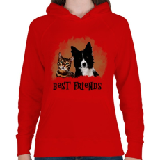 PRINTFASHION best freinds - Női kapucnis pulóver - Piros