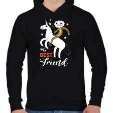 PRINTFASHION Best friend - Férfi kapucnis pulóver - Fekete férfi pulóver, kardigán