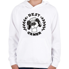 PRINTFASHION Best Gamer - Gyerek kapucnis pulóver - Fehér gyerek pulóver, kardigán