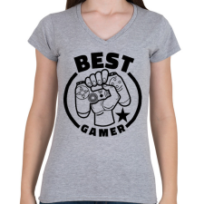 PRINTFASHION Best gamer - Női V-nyakú póló - Sport szürke női póló