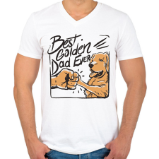 PRINTFASHION Best Golden Dad Ever - Férfi V-nyakú póló - Fehér férfi póló