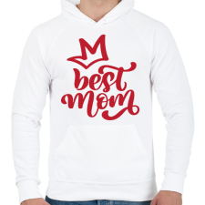 PRINTFASHION Best mom - Férfi kapucnis pulóver - Fehér férfi pulóver, kardigán