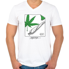 PRINTFASHION Beszívva - Férfi V-nyakú póló - Fehér