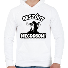 PRINTFASHION Beszólt megdobom! - Férfi kapucnis pulóver - Fehér