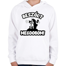 PRINTFASHION Beszólt megdobom! - Gyerek kapucnis pulóver - Fehér