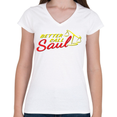 PRINTFASHION Better Call Saul Logo - Női V-nyakú póló - Fehér