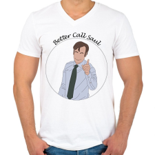 PRINTFASHION Better Call Saul - minta - Férfi V-nyakú póló - Fehér férfi póló