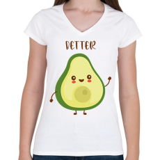 PRINTFASHION Better (half) - Női V-nyakú póló - Fehér