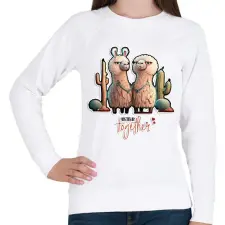 PRINTFASHION BETTER together - I Love You - szerelmes lámás minta - Női pulóver - Fehér női pulóver, kardigán