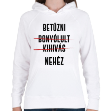 PRINTFASHION Betűzni nehéz - Női kapucnis pulóver - Fehér női pulóver, kardigán