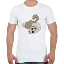 PRINTFASHION Bézs és fehér színű vadászgörény - Férfi póló - Fehér férfi póló