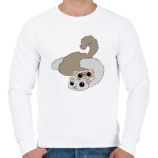PRINTFASHION Bézs és fehér színű vadászgörény - Férfi pulóver - Fehér