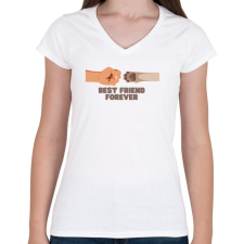 PRINTFASHION BFF - Best Friend Forever - Női V-nyakú póló - Fehér női póló