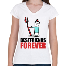 PRINTFASHION BFF - Női V-nyakú póló - Fehér női póló